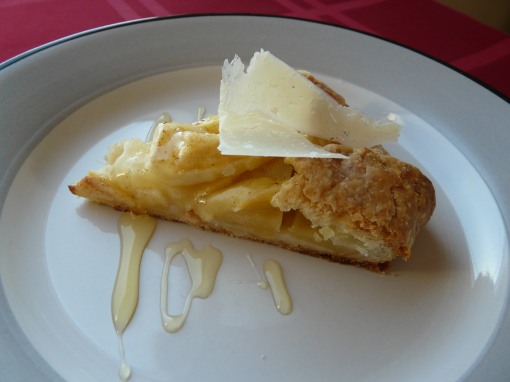 Apple Tart Served with Honey and Shaved Manchego Cheese